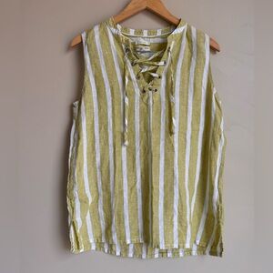 Christian Siriano Olive and White Striped Tunic